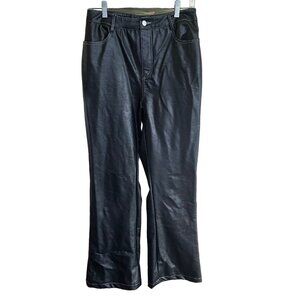 Le Lis Medium Black Faux leather boot cut moto pants M